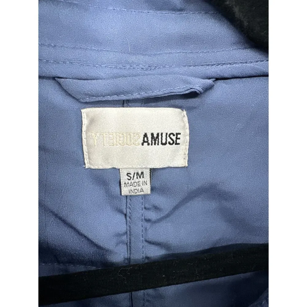 Amuse Society Jacket Women Small Blue Chore Quilted Beachy Palm Tree Snap - Picture 2 of 8